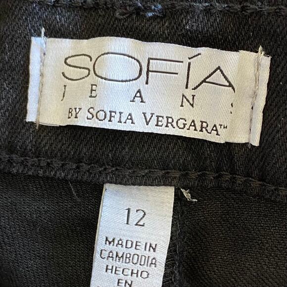 NEW SOFIA JEANS Eden Slim Straight Super High Rise Jeans Black 12 Embellished - Picture 4 of 6